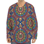 Colorful Bohemian Mandala Pattern Print Long Sleeve Baseball Jersey