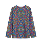Colorful Bohemian Mandala Pattern Print Long Sleeve Short Coat