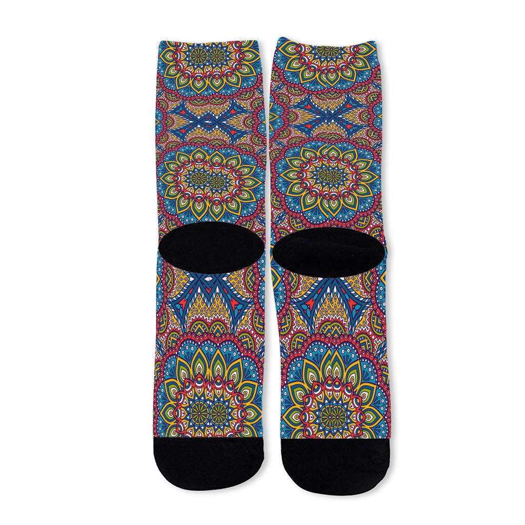 Colorful Bohemian Mandala Pattern Print Long Socks