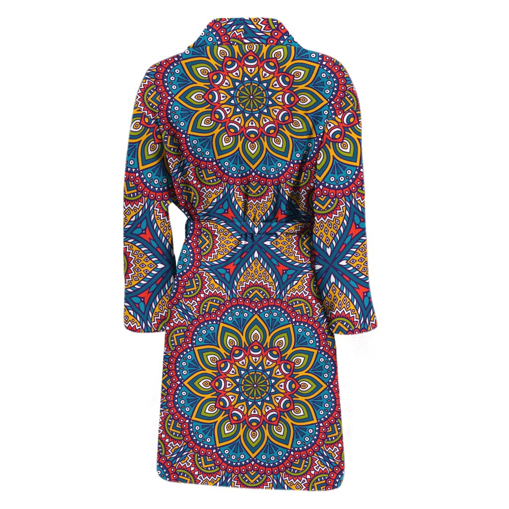 Colorful Bohemian Mandala Pattern Print Men's Bathrobe