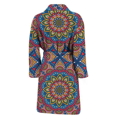 Colorful Bohemian Mandala Pattern Print Men's Bathrobe