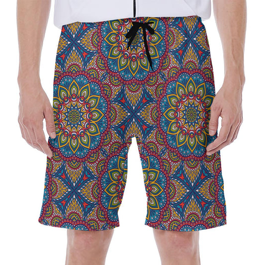 Colorful Bohemian Mandala Pattern Print Men's Beach Shorts