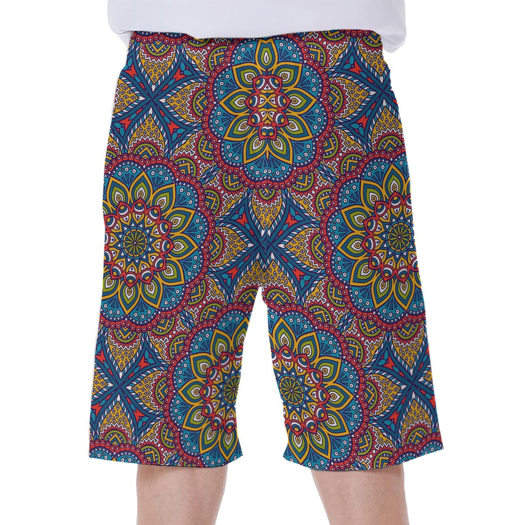 Colorful Bohemian Mandala Pattern Print Men's Beach Shorts