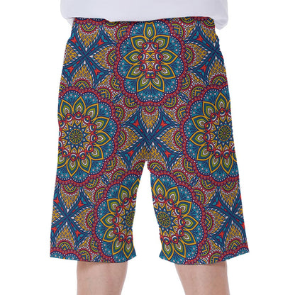 Colorful Bohemian Mandala Pattern Print Men's Beach Shorts