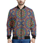 Colorful Bohemian Mandala Pattern Print Men's Bomber Jacket