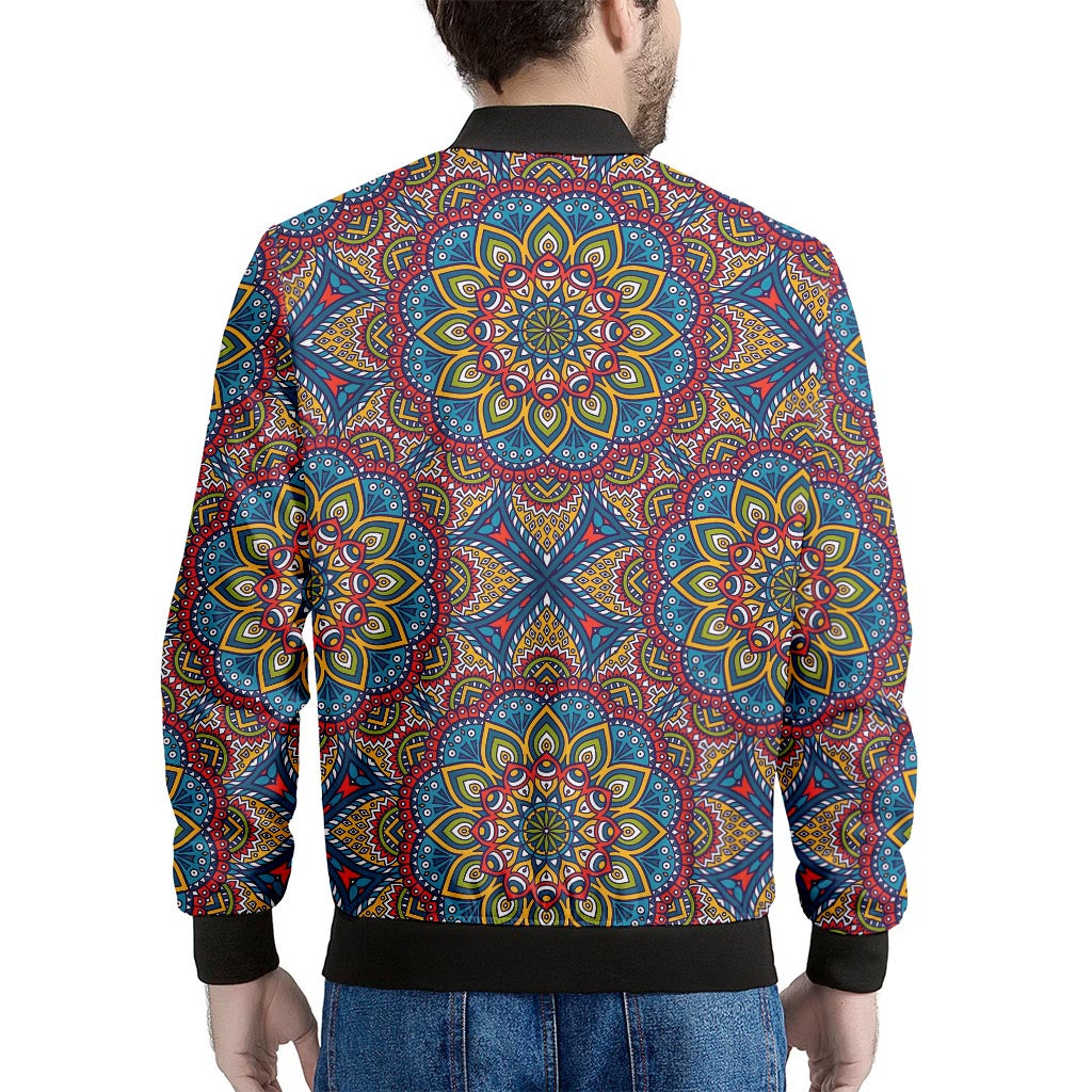 Colorful Bohemian Mandala Pattern Print Men's Bomber Jacket