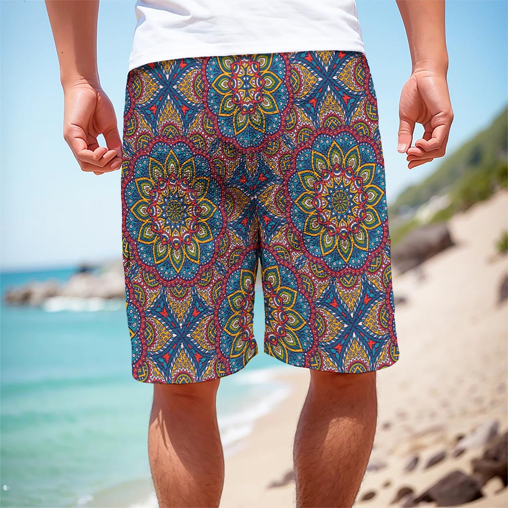 Colorful Bohemian Mandala Pattern Print Men's Cargo Shorts