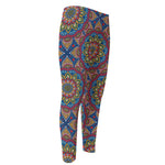 Colorful Bohemian Mandala Pattern Print Men's Compression Pants