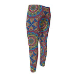 Colorful Bohemian Mandala Pattern Print Men's Compression Pants