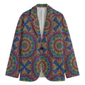 Colorful Bohemian Mandala Pattern Print Men's Cotton Blazer