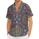 Colorful Bohemian Mandala Pattern Print Men's Deep V-Neck Shirt