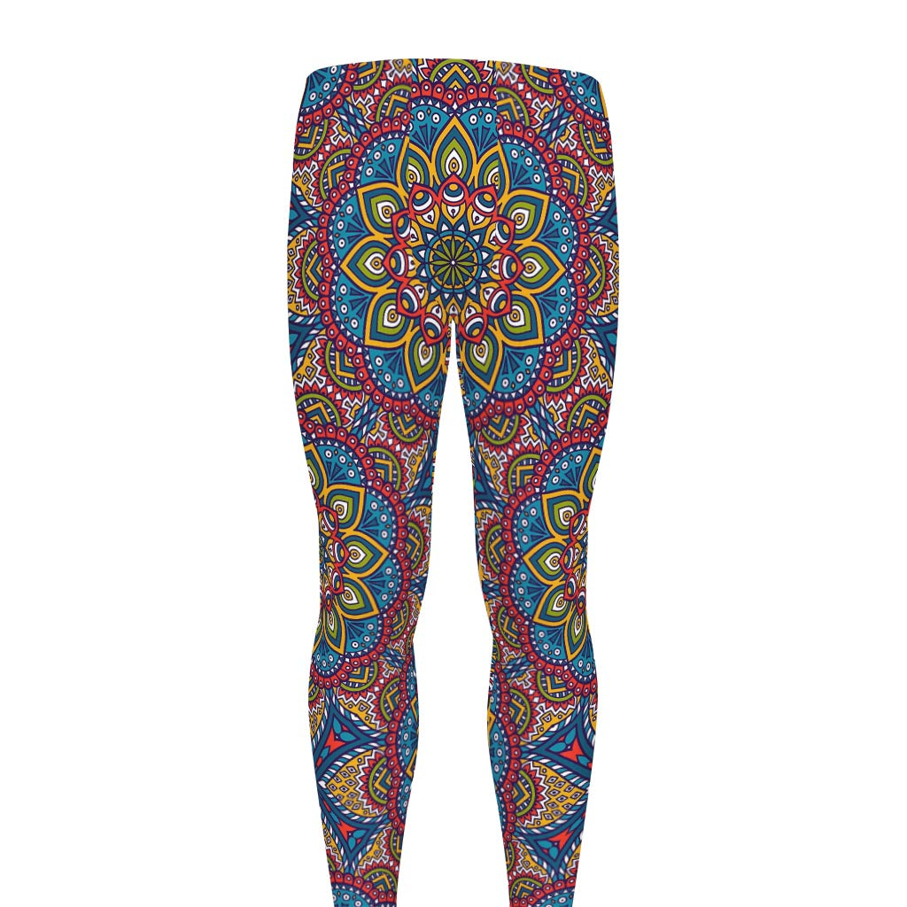 Colorful Bohemian Mandala Pattern Print Men's leggings