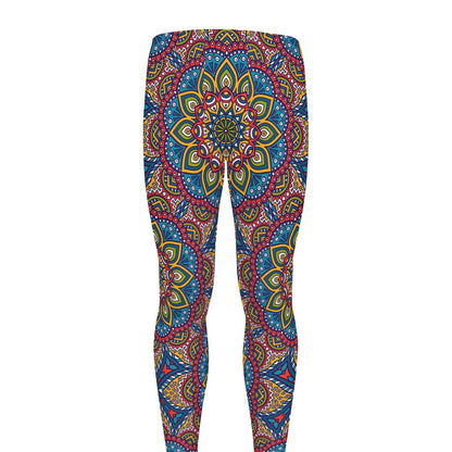 Colorful Bohemian Mandala Pattern Print Men's leggings