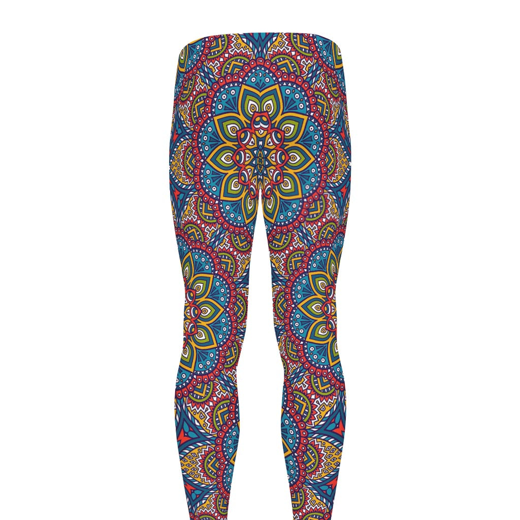 Colorful Bohemian Mandala Pattern Print Men's leggings