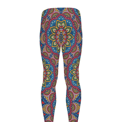Colorful Bohemian Mandala Pattern Print Men's leggings