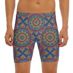 Colorful Bohemian Mandala Pattern Print Men's Long Boxer Briefs