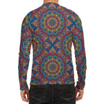 Colorful Bohemian Mandala Pattern Print Men's Long Sleeve Rash Guard