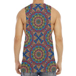 Colorful Bohemian Mandala Pattern Print Men's Muscle Tank Top