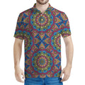 Colorful Bohemian Mandala Pattern Print Men's Polo Shirt