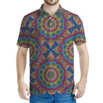 Colorful Bohemian Mandala Pattern Print Men's Polo Shirt