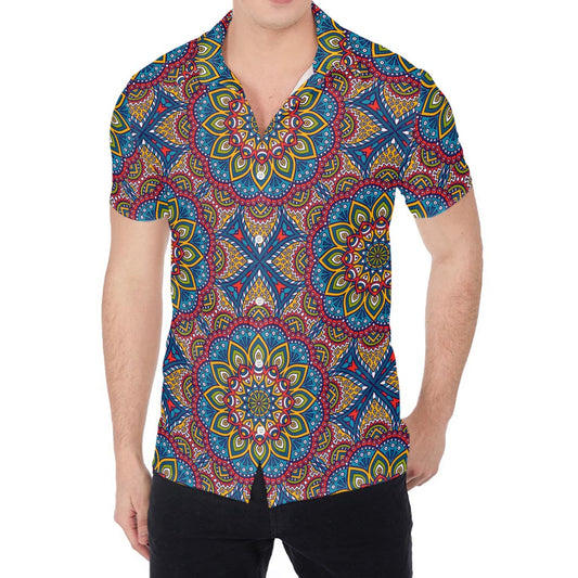 Colorful Bohemian Mandala Pattern Print Men's Shirt