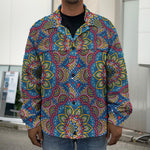 Colorful Bohemian Mandala Pattern Print Men's Shirt Jacket
