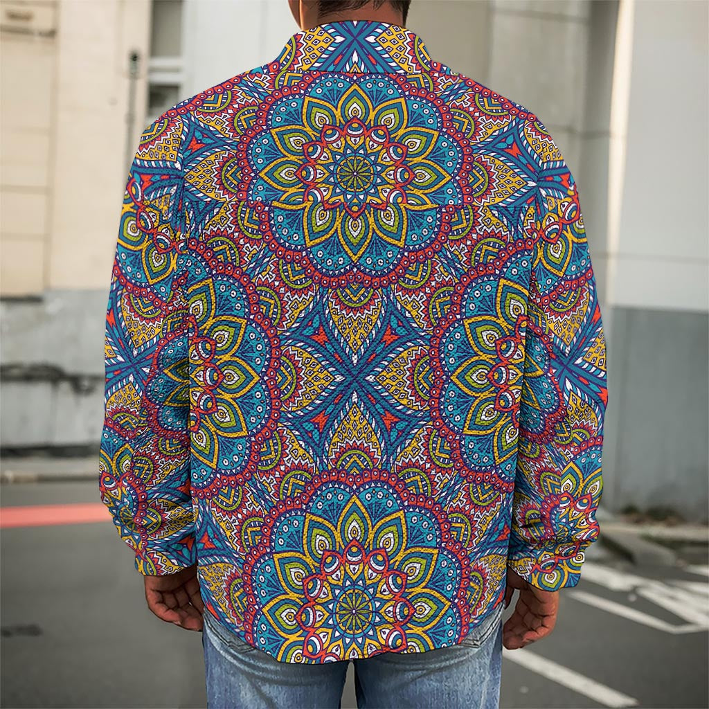 Colorful Bohemian Mandala Pattern Print Men's Shirt Jacket