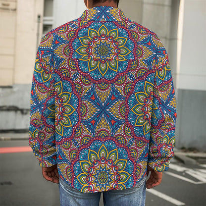 Colorful Bohemian Mandala Pattern Print Men's Shirt Jacket