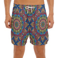 Colorful Bohemian Mandala Pattern Print Men's Split Running Shorts