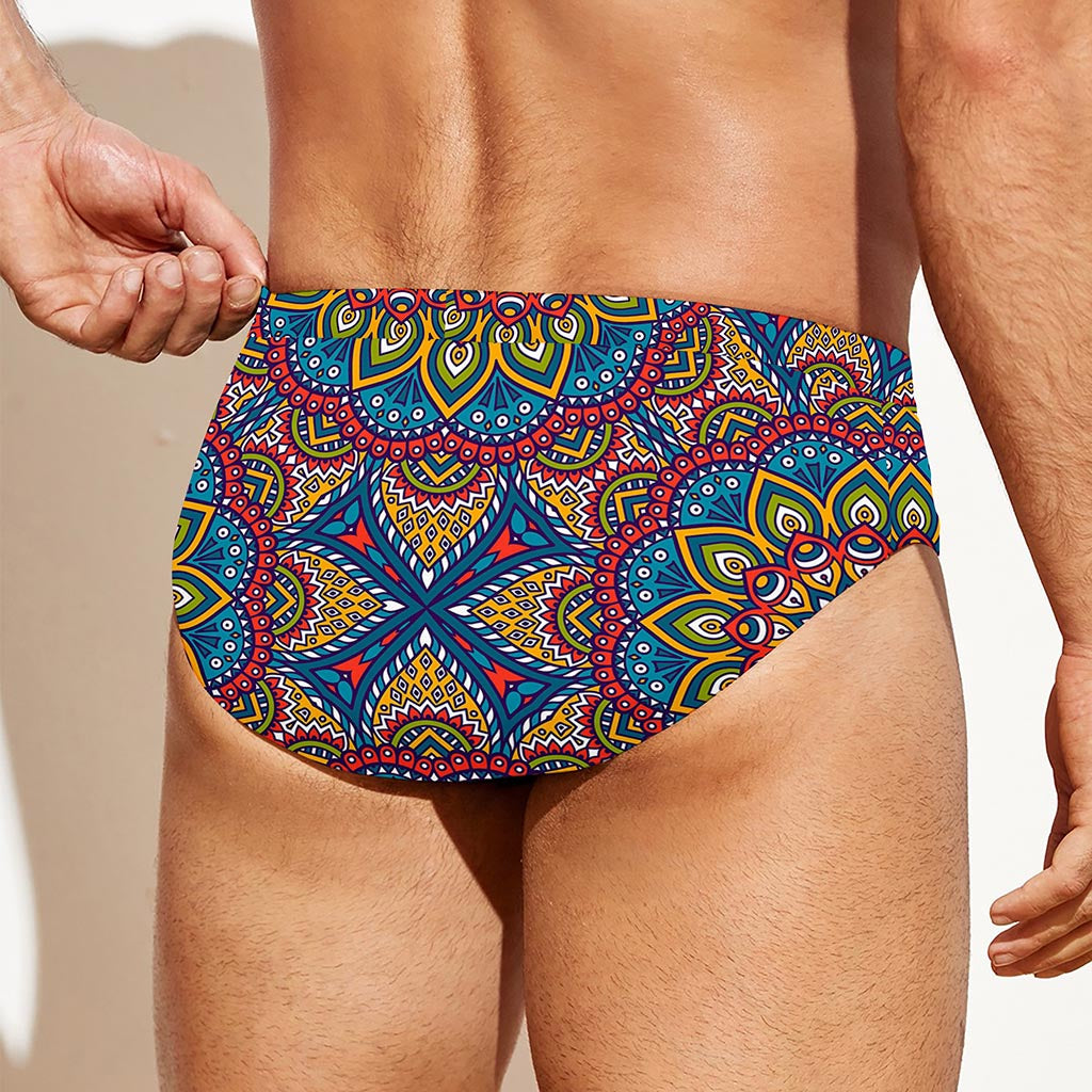 Colorful Bohemian Mandala Pattern Print Men's Swim Briefs