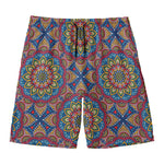 Colorful Bohemian Mandala Pattern Print Men's Swim Trunks