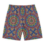 Colorful Bohemian Mandala Pattern Print Men's Swim Trunks