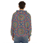 Colorful Bohemian Mandala Pattern Print Men's Velvet Pullover Hoodie