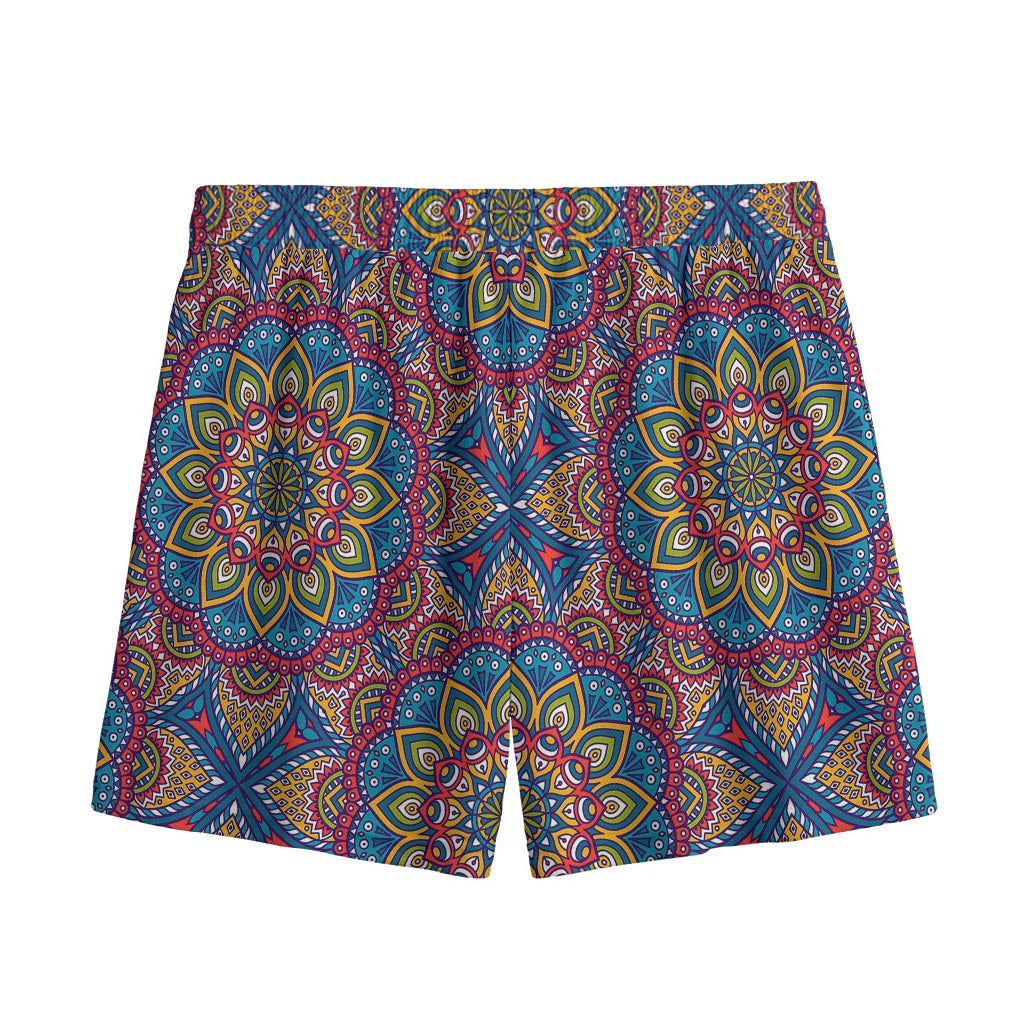 Colorful Bohemian Mandala Pattern Print Mesh Shorts