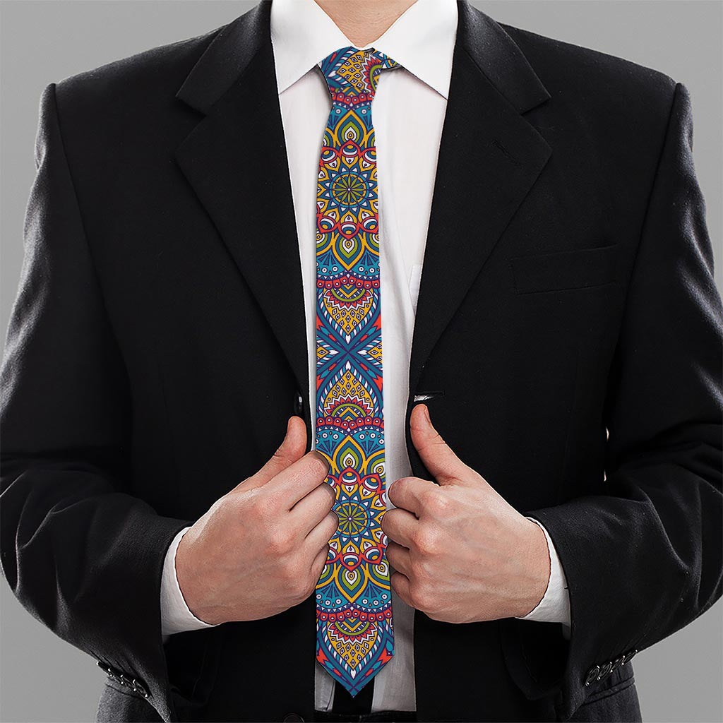 Colorful Bohemian Mandala Pattern Print Necktie