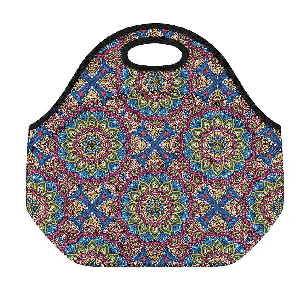 Colorful Bohemian Mandala Pattern Print Neoprene Lunch Bag