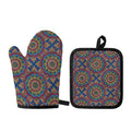 Colorful Bohemian Mandala Pattern Print Oven Mitt And Pot Holder Set