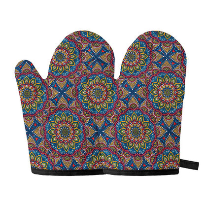 Colorful Bohemian Mandala Pattern Print Oven Mitts