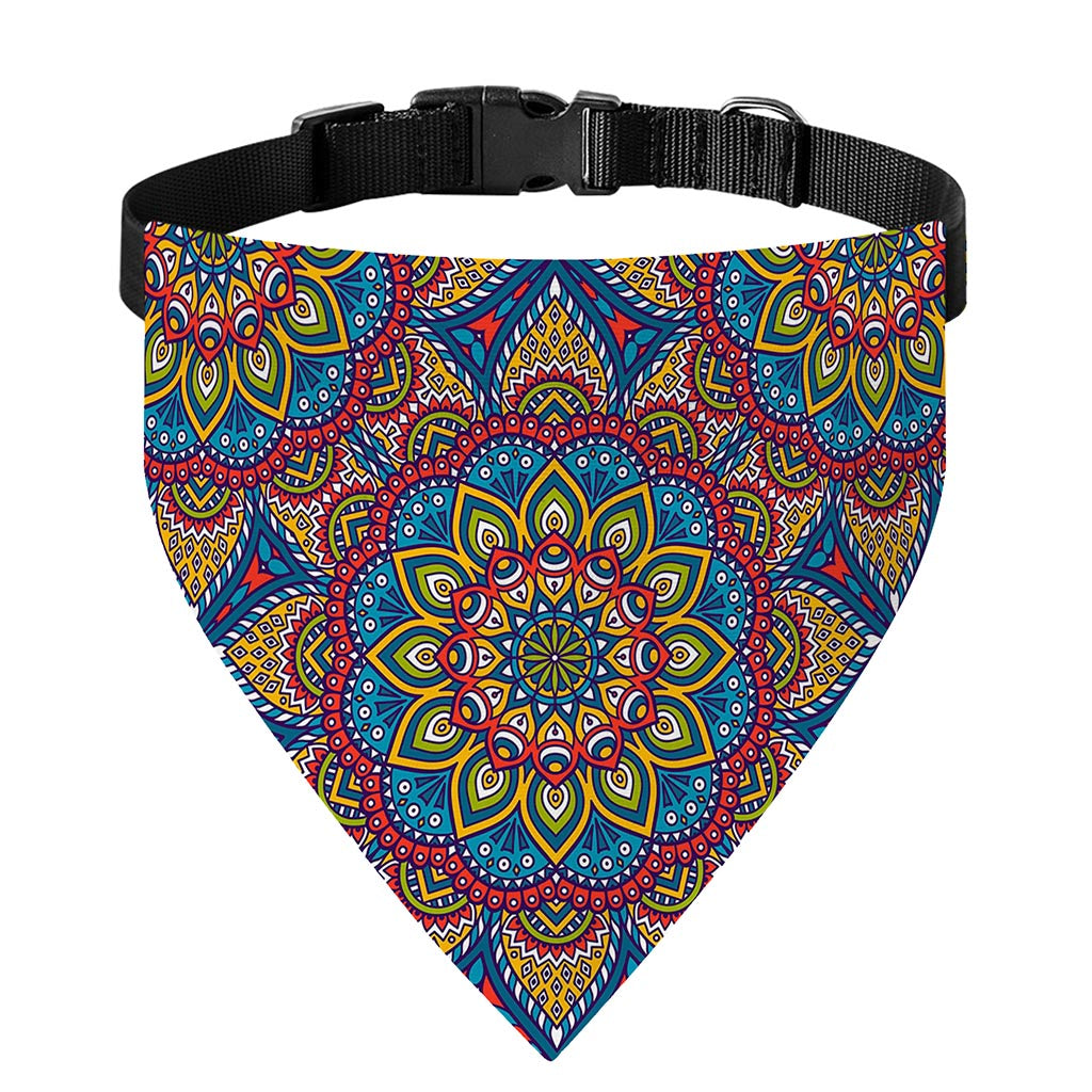 Colorful Bohemian Mandala Pattern Print Over The Collar Dog Bandana