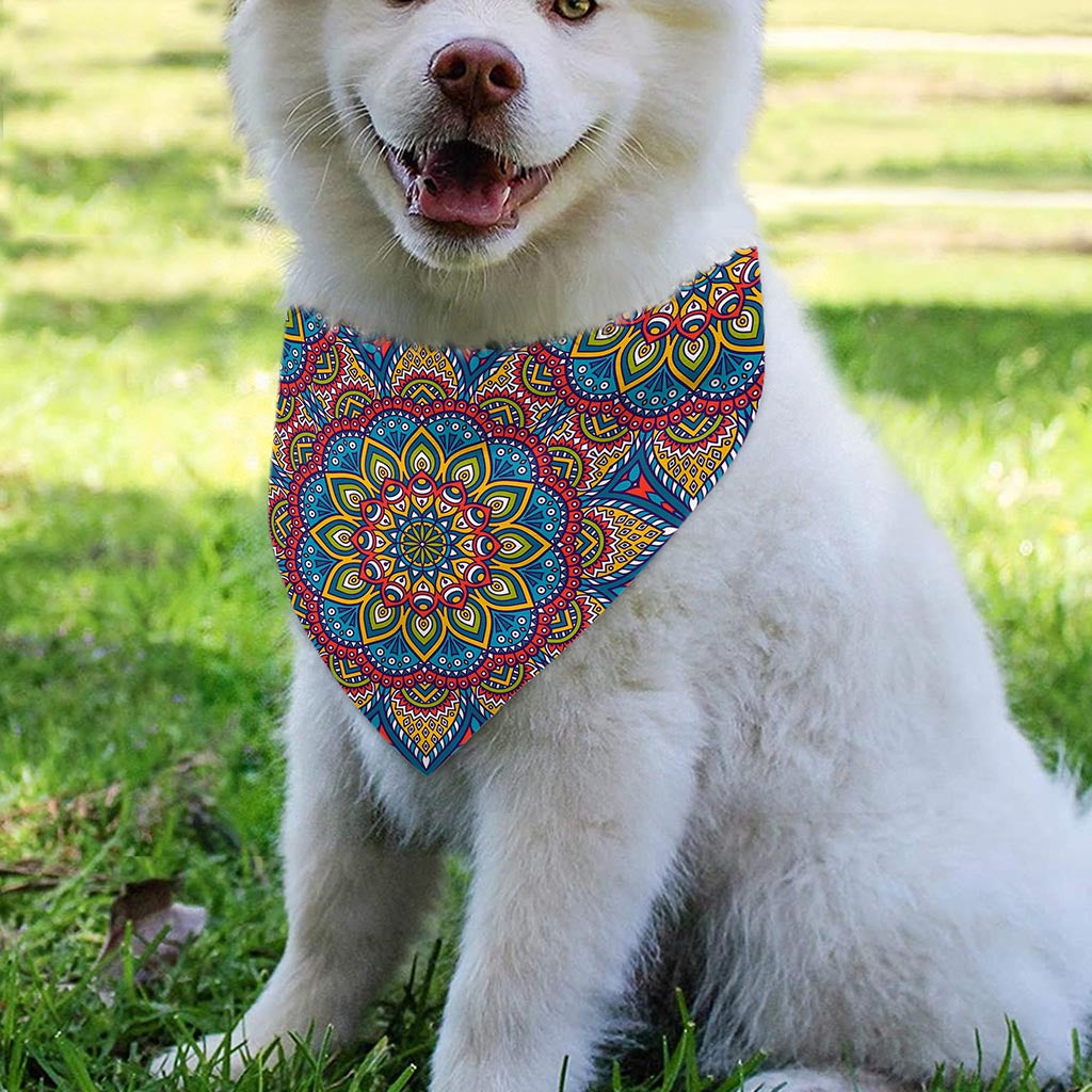 Colorful Bohemian Mandala Pattern Print Over The Collar Dog Bandana