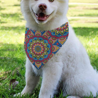 Colorful Bohemian Mandala Pattern Print Over The Collar Dog Bandana