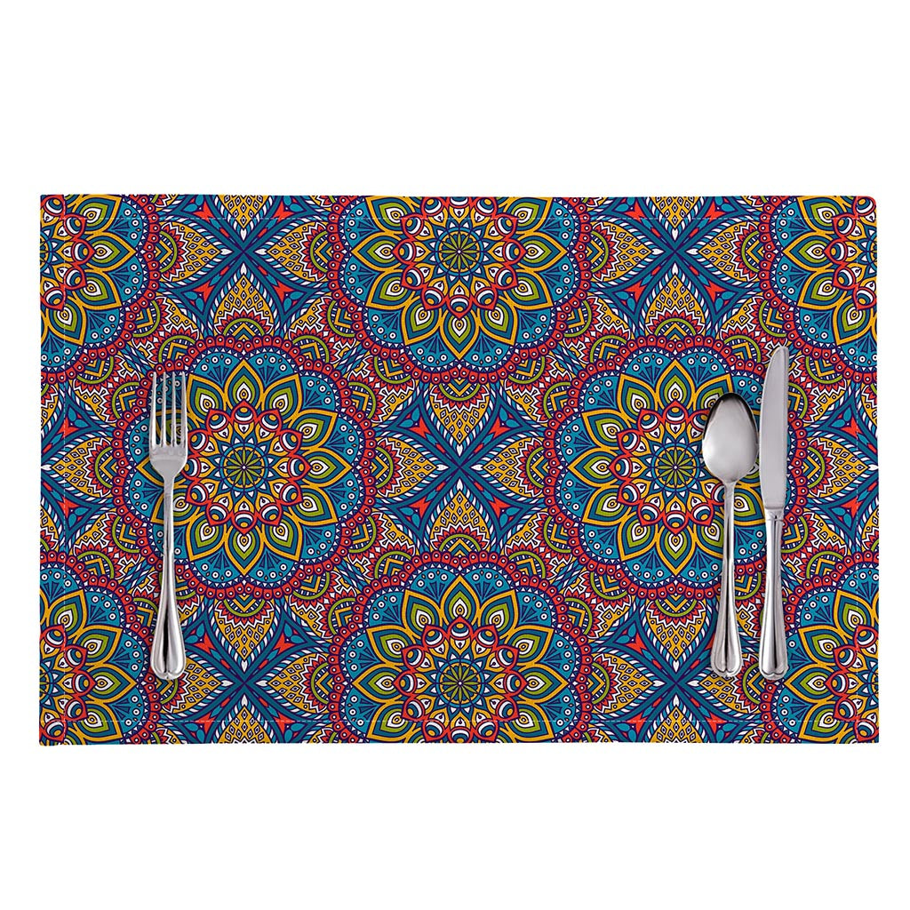 Colorful Bohemian Mandala Pattern Print Placemat