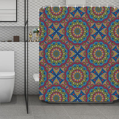Colorful Bohemian Mandala Pattern Print Polyester Shower Curtain
