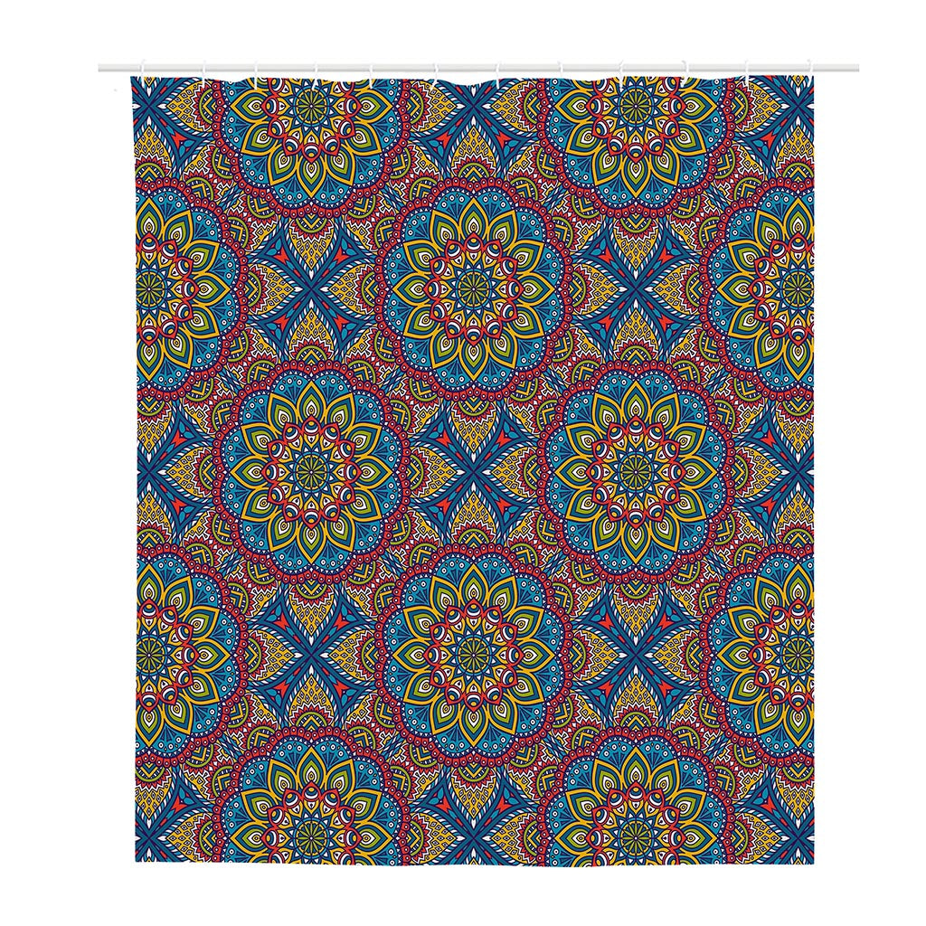 Colorful Bohemian Mandala Pattern Print Polyester Shower Curtain