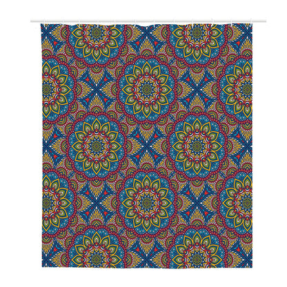 Colorful Bohemian Mandala Pattern Print Polyester Shower Curtain