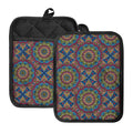 Colorful Bohemian Mandala Pattern Print Pot Holders With Pocket