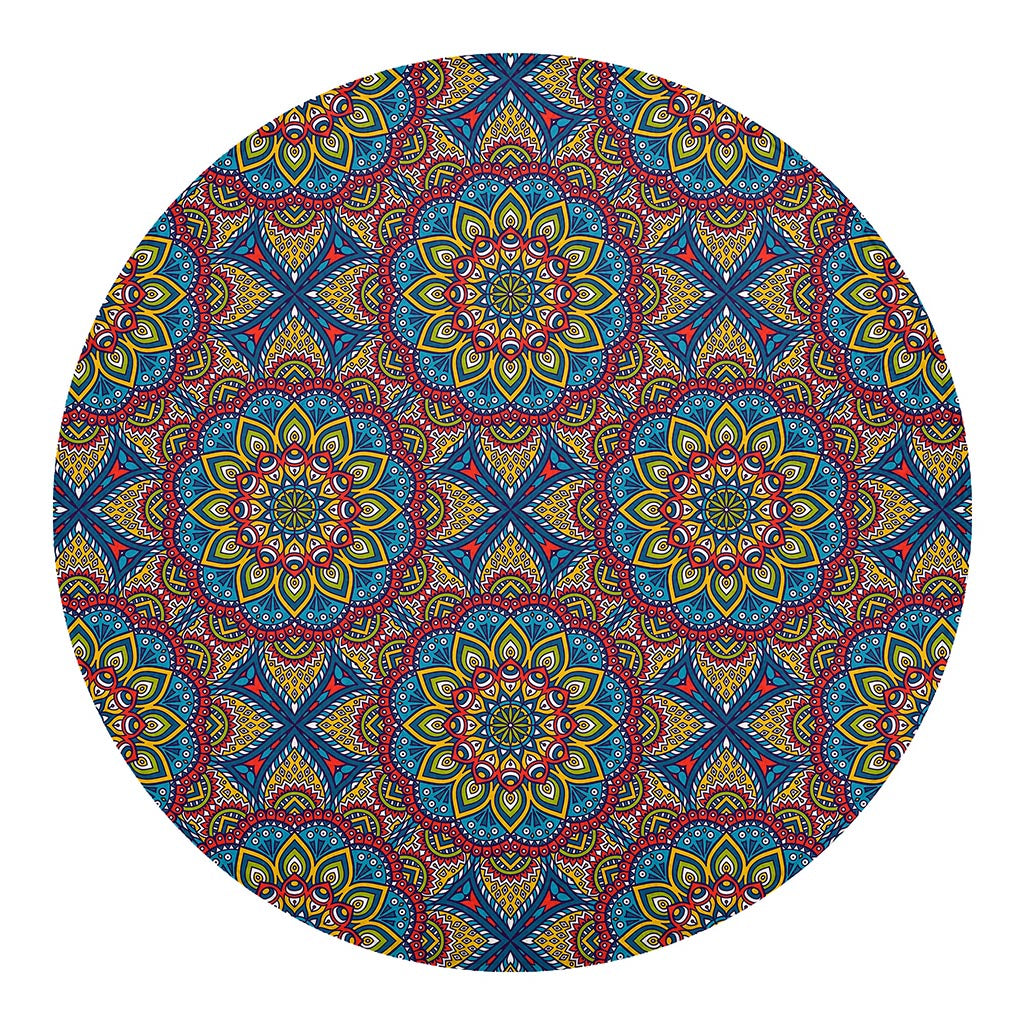 Colorful Bohemian Mandala Pattern Print Round Blanket