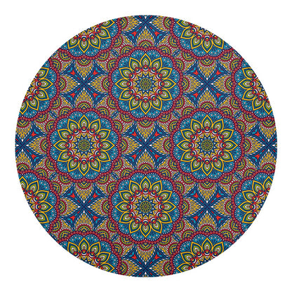 Colorful Bohemian Mandala Pattern Print Round Blanket