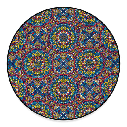 Colorful Bohemian Mandala Pattern Print Round Floor Mat