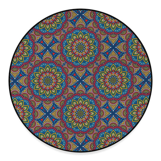 Colorful Bohemian Mandala Pattern Print Round Floor Mat
